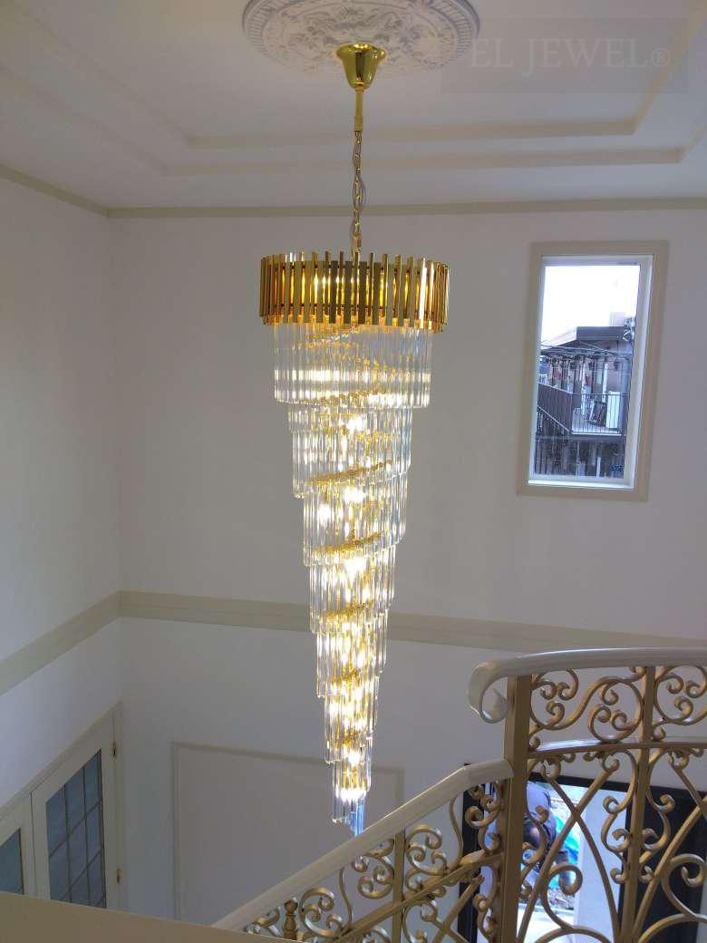 最新の海外インテリア照明の納品事例集 | 吹き抜けに2mのモダンクリスタルシャンデリアがおすすめ|個人宅 最新の海外インテリア照明の納品事例集 | 吹き抜けに2mのモダンクリスタルシャンデリアがおすすめ|個人宅